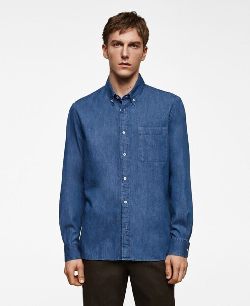 Men's Classic-Fit Chambray Cotton Shirt