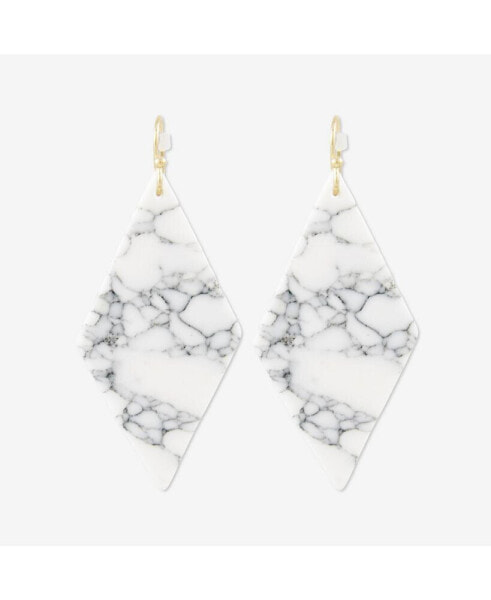 Sanctuary Project by Semi Precious White Howlite Diamond Drop Statement Earrings Gold