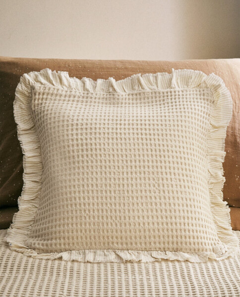 Waffle-knit cushion cover