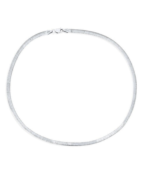 Slender 3.5 MM Flat Omega Snake Flexible Herringbone Choker Collar Necklace For Women .925 Sterling Silver 18 Inch