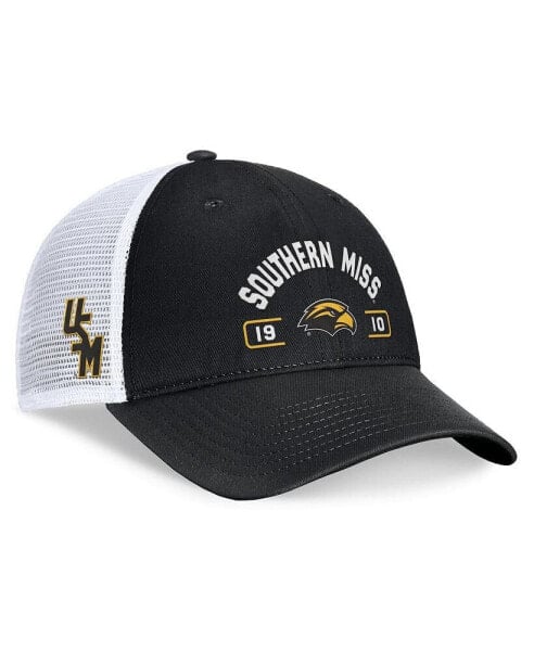 Men's Black/White Southern Miss Golden Eagles Free Kick Trucker Adjustable Hat