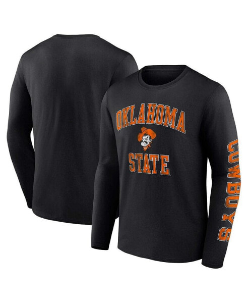 Men's Black Oklahoma State Cowboys Distressed Arch Over Logo Long Sleeve T-shirt