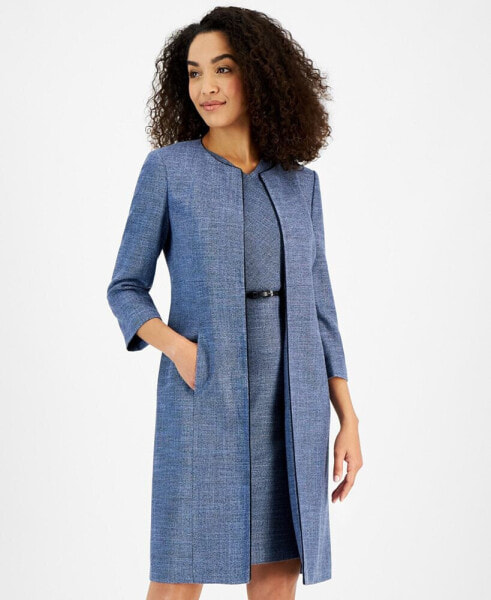 Women's Tweed Contrast-Piping Topper Jacket