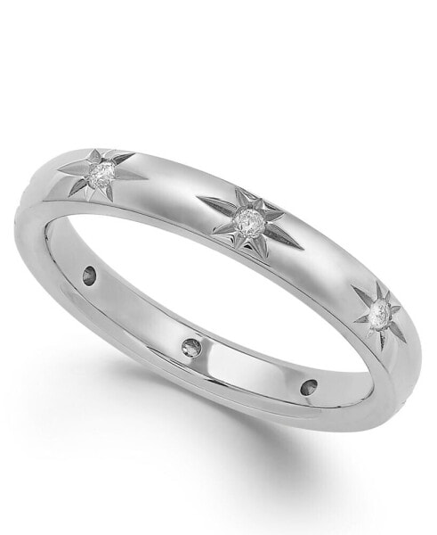 Star by Diamond Star Wedding Band in 18k White Gold (1/8 ct. t.w.), Created for Macy's