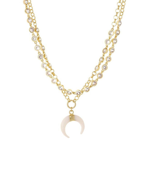 ETTIKA crystal Dotted Horn Necklace in 18K Gold Plating Set, 2 Piece