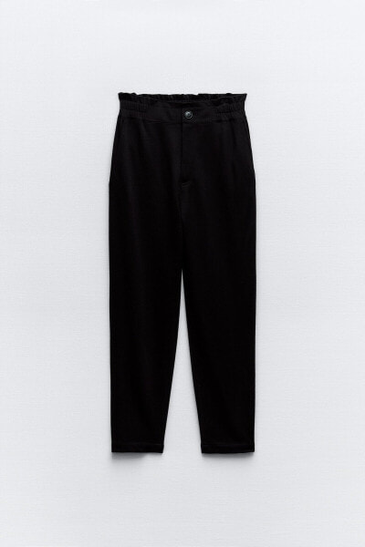 Paperbag trousers with elastic waistband