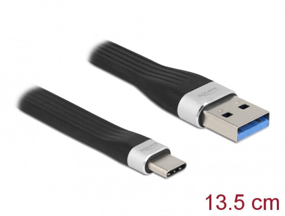Разъем USB 85771 Delock 0.135 м USB A - USB C - USB 3.2 Gen 1 (3.1 Gen 1) - 5000 Mбит/с Черный