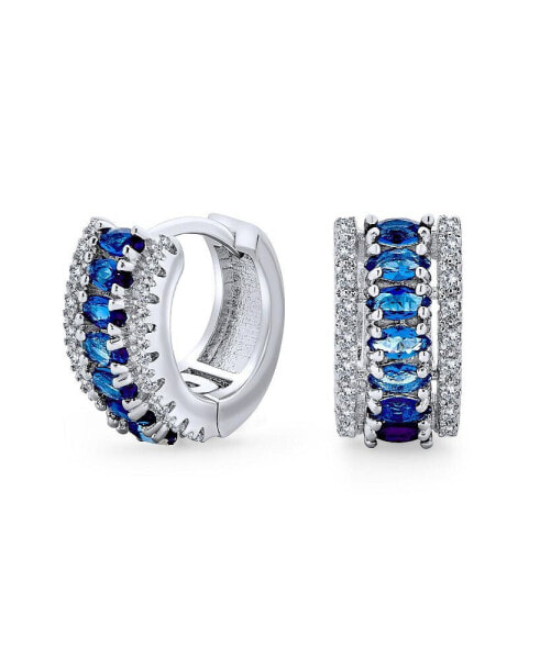 Серьги Bling Jewelry в стиле арт-деко с синими сапфирами и циркониями
