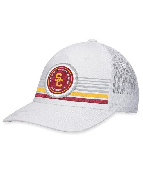Men's White USC Trojans Top Trace Trucker Snapback Hat