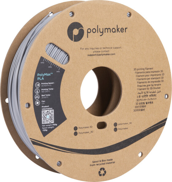 Устойчивый к ударам серый PLA-пластик 1,75 мм для 3D-принтеров Polymaker LLC PA06003 PolyMAX Tough Filament