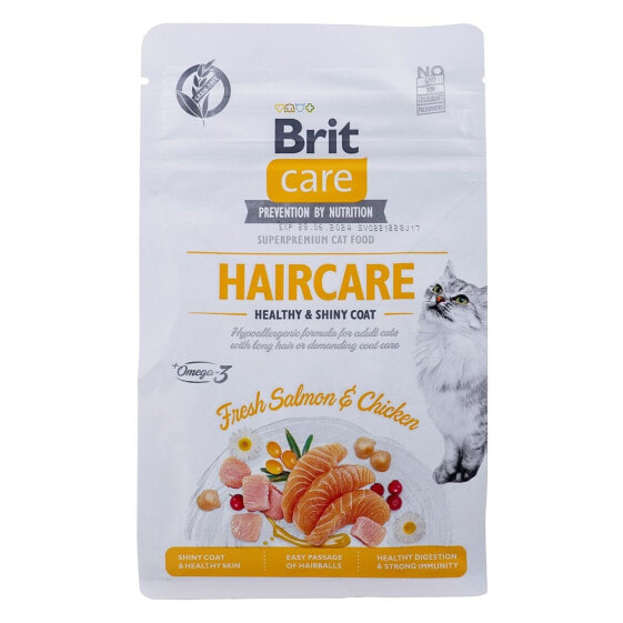 Корм для котов Brit Care Grain Free Haircare Healthy & Shiny Coat Для взрослых Курица Лососевый 400 g