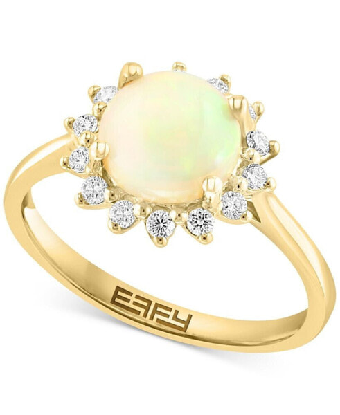 EFFY® Ethiopian Opal (1-1/10 ct. t.w.) & Diamond (1/5 ct. t.w.) Halo Ring in 14k Gold