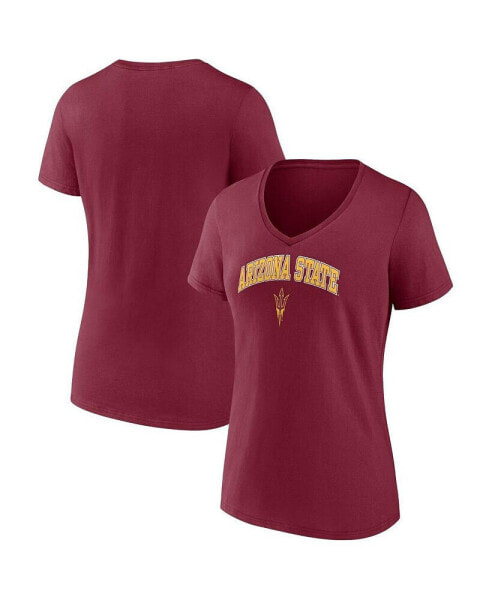 Women's Maroon Arizona State Sun Devils Evergreen Campus V-Neck T-shirt