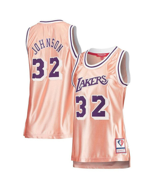 Women's Magic Johnson Pink Los Angeles Lakers 75th Anniversary Rose Gold 1984 Swingman Jersey