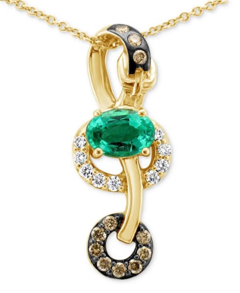 Chocolatier® Costa Smeralda Emeralds (5/8 ct. t.w.) & Diamond (1/4 ct. t.w.) Looped Abstract Pendant Necklace in 14k Gold