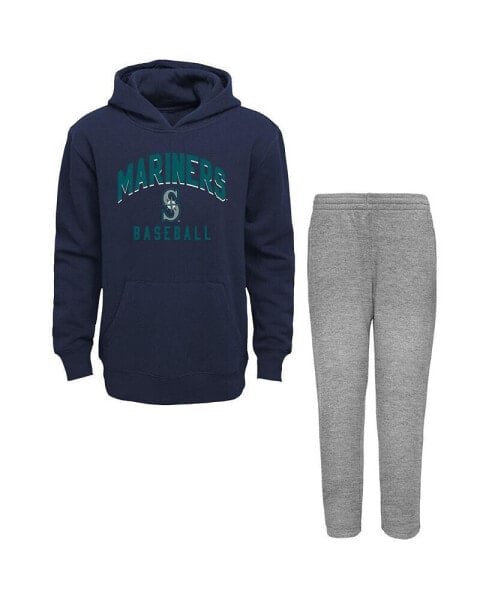 Baby Boys and Girls Navy, Heather Gray Seattle Mariners Play by Play Pullover Hoodie and Pants Set