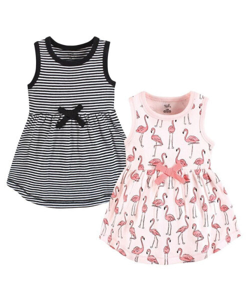 Baby Girls Organic Cotton Dresses, Pink Flamingo