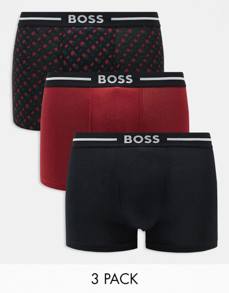 BOSS Bodywear 3 pack bold trunks in multi with design print