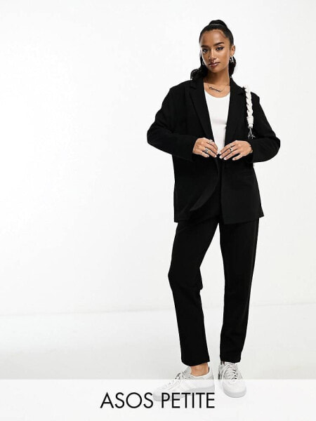 ASOS DESIGN Petite jersey slouchy suit blazer in black