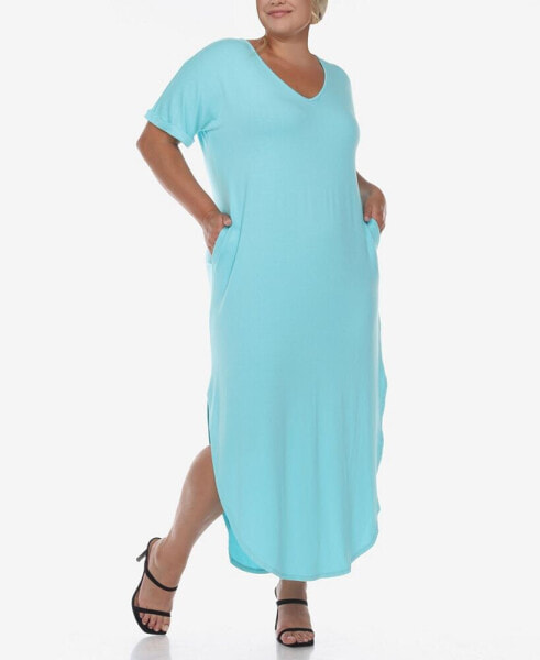 Plus Size Short Sleeve V-neck Maxi Dress