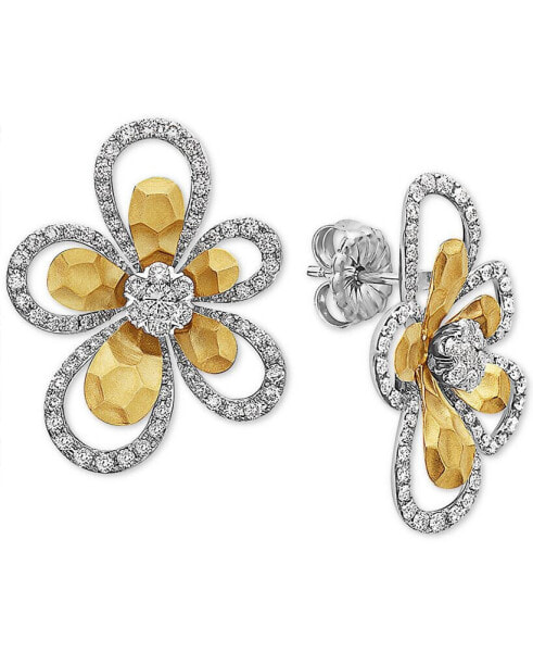 EFFY® Diamond Flower Drop Earrings (1-1/3 ct. t.w.) in 14k Gold & White Gold