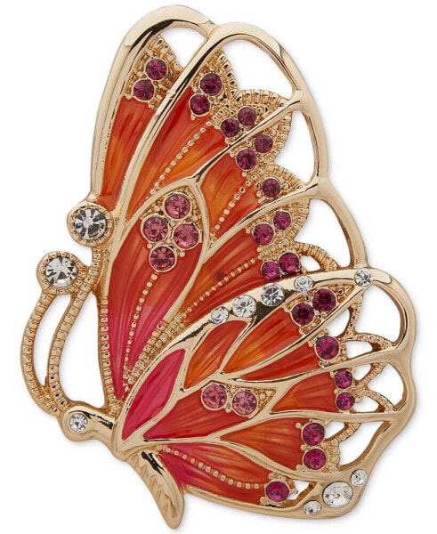 Брошь Anne Klein Crystal Butterfly Gold-Tone