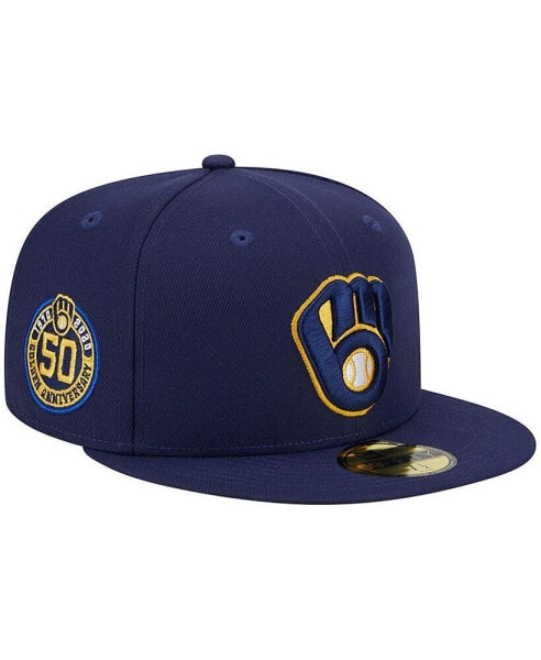 Men's Navy Milwaukee Brewers 50th Anniversary Team Color 59FIFTY Fitted Hat