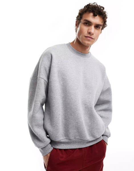 ASOS DESIGN boxy oversized sweatshirt in grey marl