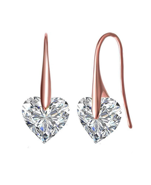 Sterling Silver Cubic Zirconia Stylish Party Heart Earrings