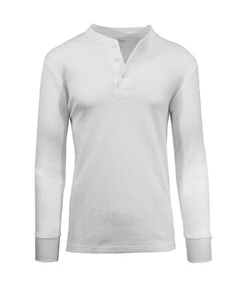 Men's Oversized Waffle-Knit Thermal Henley Shirt