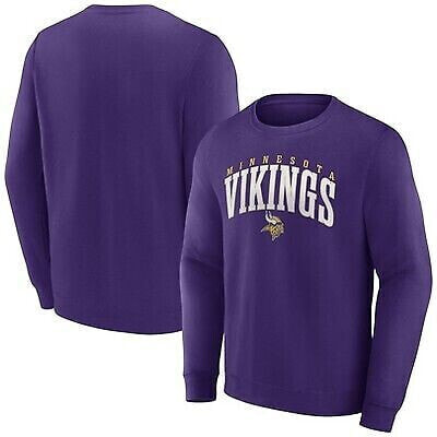 NFL Minnesota Vikings Men's Varsity Letter Long Sleeve Crew Fleece Sweatshirt -