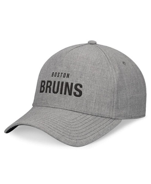 Men's Heather Gray Boston Bruins Elements A-Frame Leather Strap back Hat