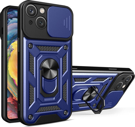 Hurtel Hybrid Armor Camshield etui iPhone 14 pancerny pokrowiec z osłoną na aparat niebieskie