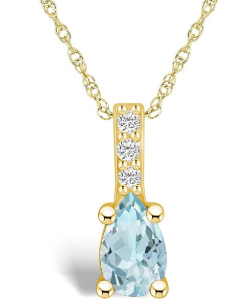 Macy's aquamarine (3/4 Ct. T.W.) and Diamond Accent Pendant Necklace in 14K Yellow Gold