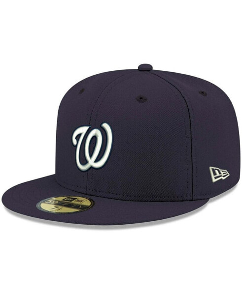 Men's Navy Washington Nationals Logo White 59FIFTY Fitted Hat