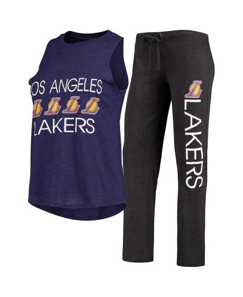 Women's Black, Purple Los Angeles Lakers Tank Top and Pants Sleep Set
