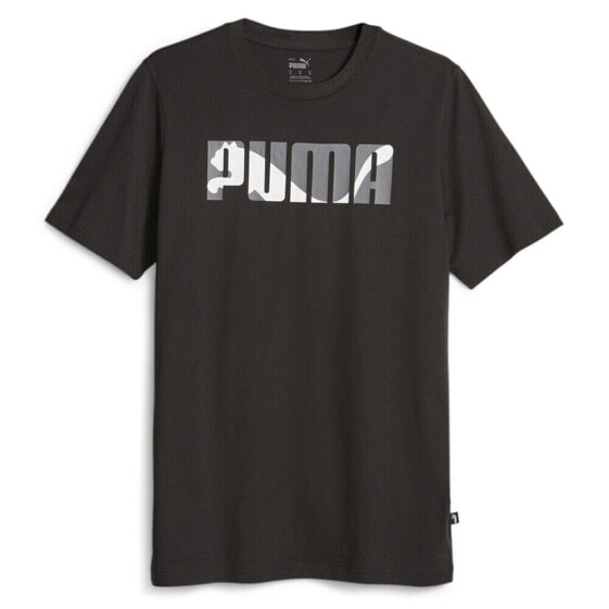 Puma Graphics Wording Crew Neck Short Sleeve T-Shirt Mens Black Casual Tops 6771