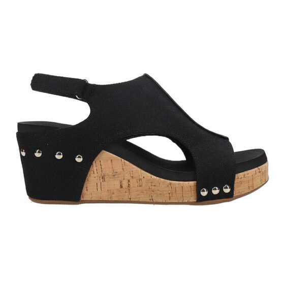 Corkys Carley Studded Wedge Womens Black Casual Sandals 30-5316-BLCV-R