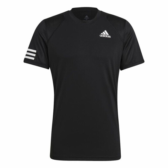 Men’s Short Sleeve T-Shirt Adidas Club Tennis 3 Stripes Black