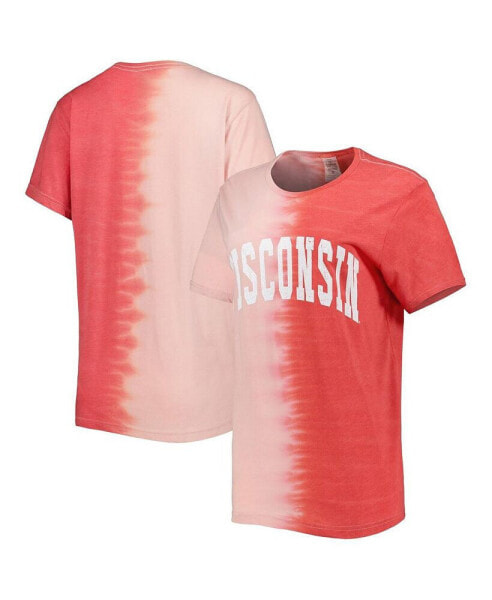 Women's Red Wisconsin Badgers Find Your Groove Split-Dye T-shirt