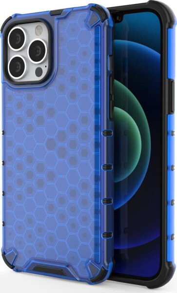 Hurtel Honeycomb etui pancerny pokrowiec z żelową ramką iPhone 13 Pro Max niebieski