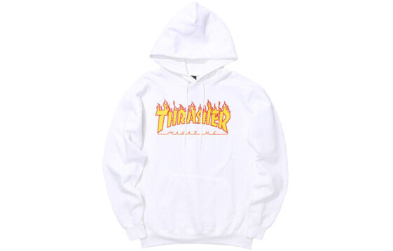 Толстовка Thrasher Flame Hoodie классическая с огненным принтом 男女同款 Белый 144704