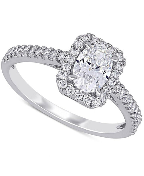 Diamond Oval Center Halo Engagement Ring (1 ct. t.w.) in 14k White Gold