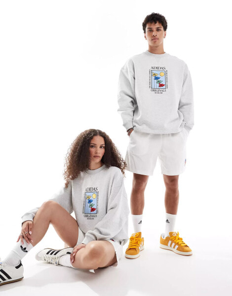 adidas Originals embroidered unisex sweatshirt in grey