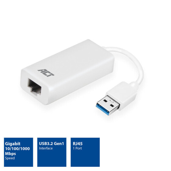 ACT AC4410 - Wired - USB - Ethernet - 1000 Mbit/s - White