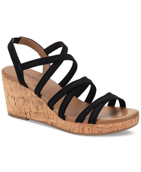 Women's Arloo Strappy Elastic Wedge Sandals, Created for Macy's