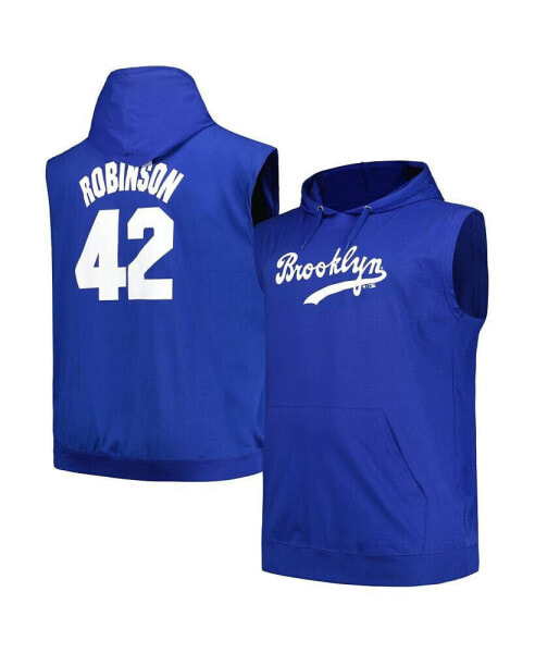 Men's Jackie Robinson Royal Brooklyn Dodgers Name and Number Muscle Big and Tall Tank Hoodie