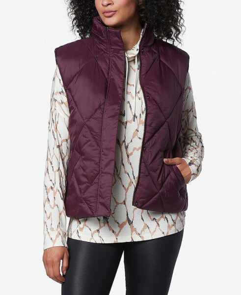 Women's Boxy Quilted Vest With Hood