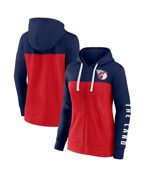Women's Navy, Red Cleveland Guardians Take The Field Colorblocked Hoodie Full-Zip Jacket
