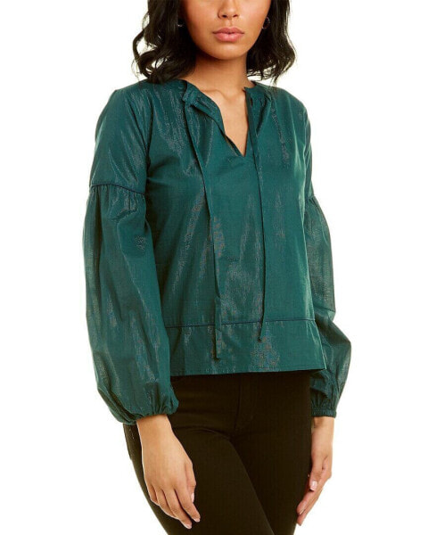 Linden Street Studio Tie-Neck Blouse Women's Green Xs